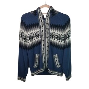 Alpaca warehouse blue hooded zip cardigan